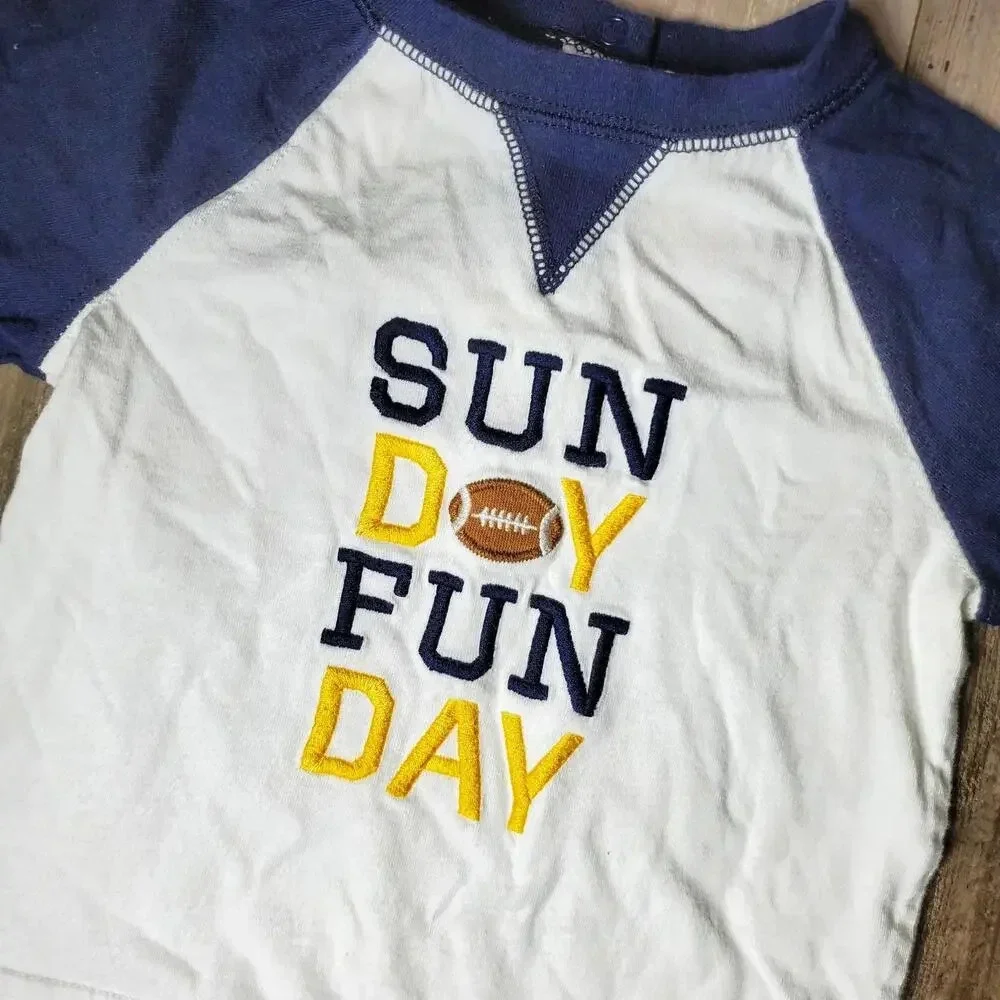 Gymboree baby boy Size 18-24 month Sunday Funday Football Long Sleeve Tee